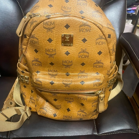 MCM Cognac Logo Backpack - Picture 1 of 8